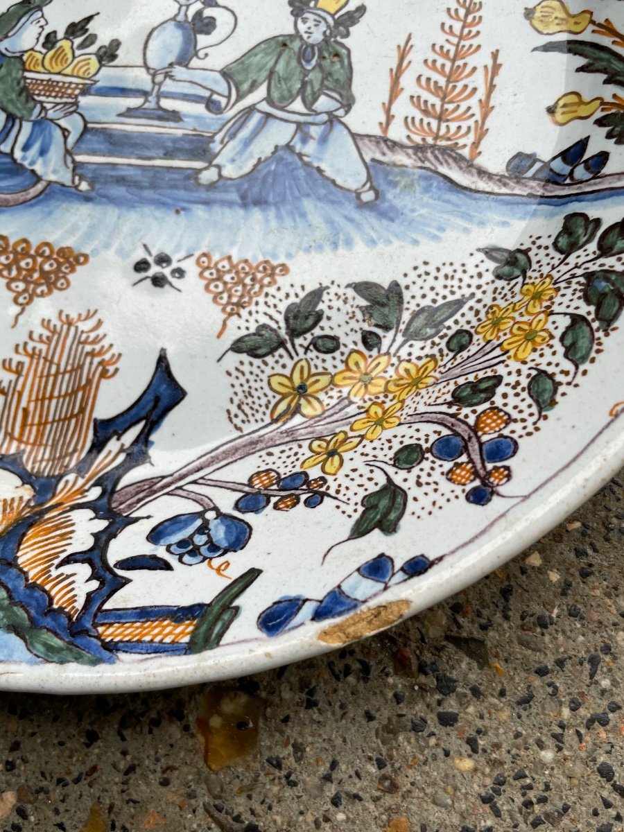 Moulins - 18th Century Earthenware Plate With Chinese And Grotesque Decor-photo-4